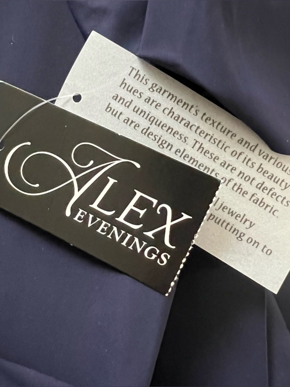 Alex Evenings Faux Wrap Cascade Ruffle Jersey Gown Navy Blue NWT Size 6 - Picture 12 of 16